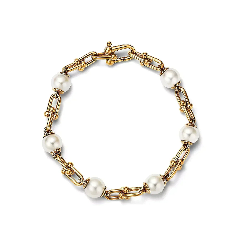 Tiffany Link Bracelet Gold with Freshwater Pearls