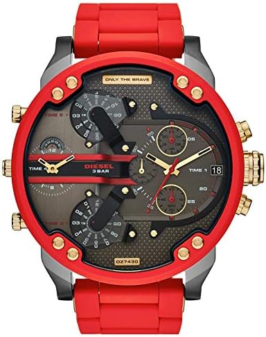 Diesel DZ7430 Mr. Daddy 2.0 Chronograph Men's Watch - Grey Dial & Red Rubber Strap