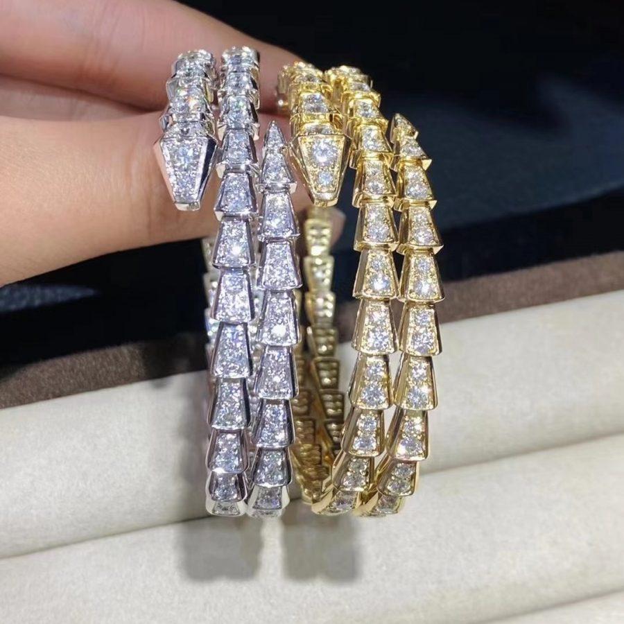 Bvlgari Serpenti Bracelet Gold Cubic Zirconia Double Row